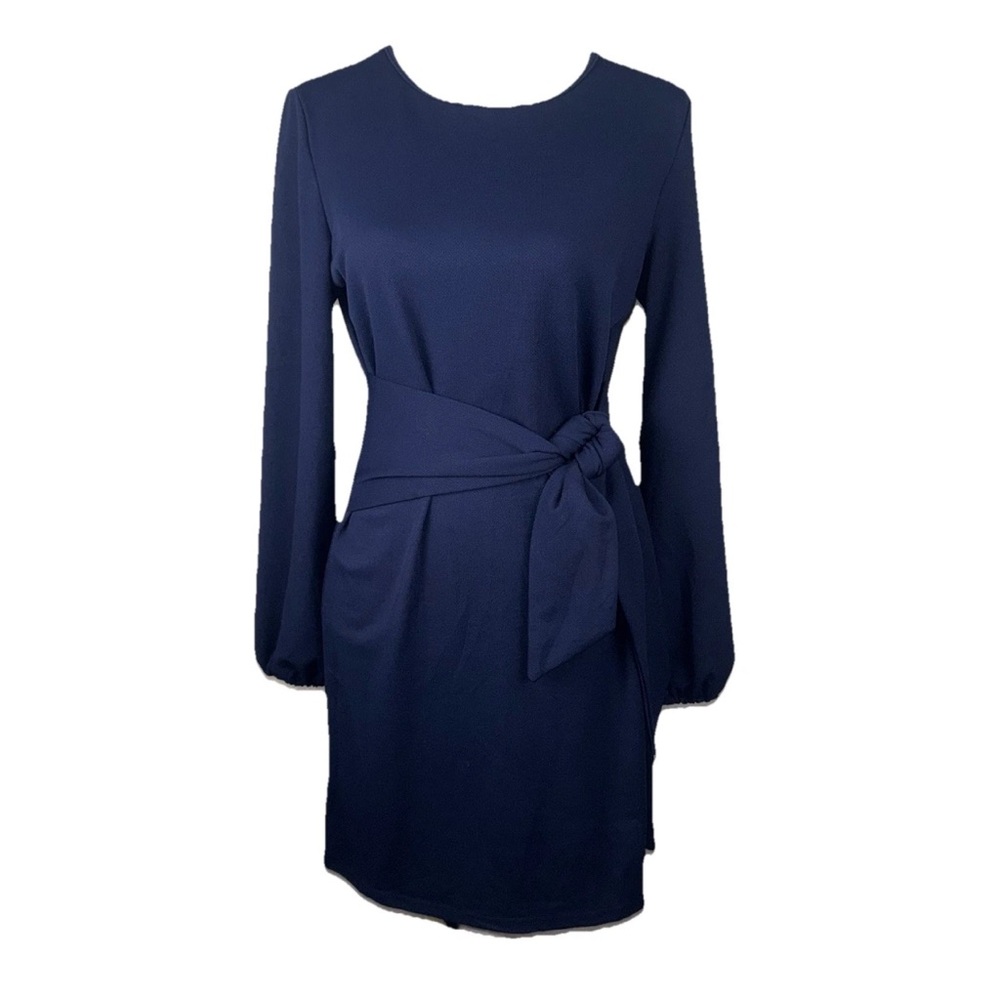Pretty Garden Women’s S Blue Mini Dress Tie Waist Balloon Sleeve Career Office